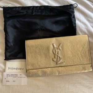 YSL Saint Laurent Sac De Jour clutch bag gold